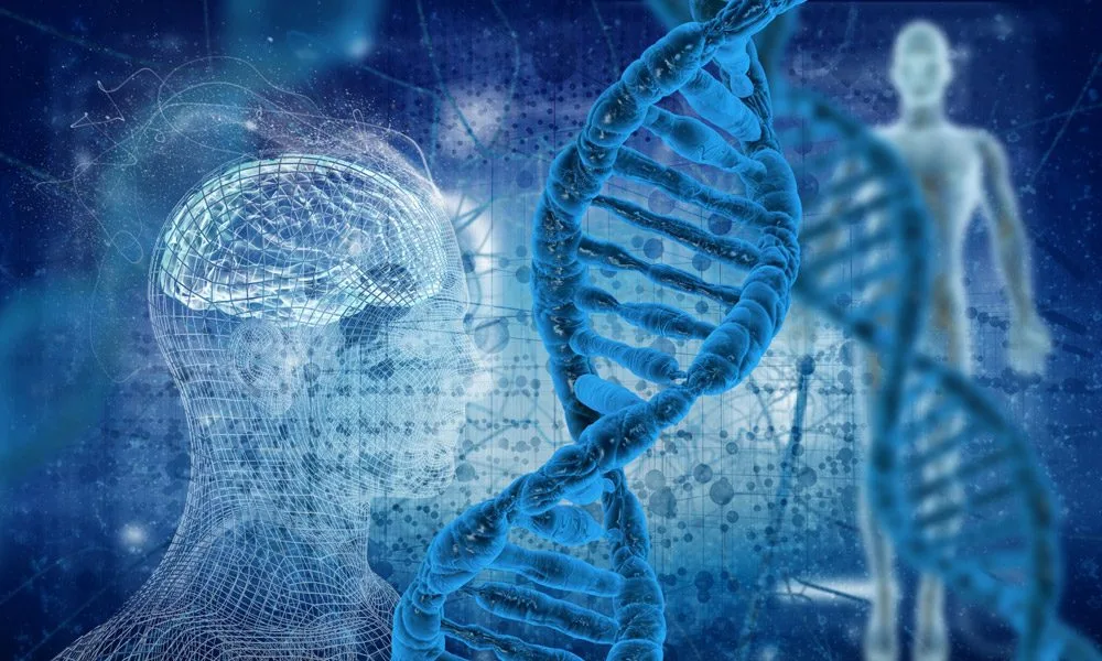 Illustration DNA und Gehirn